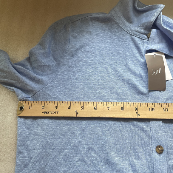 J Jill Shirt Womens Medium Linen Button Up Long Sleeve Lightweight Clearpond - Picture 6 of 13